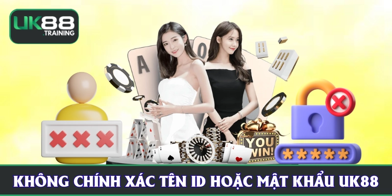 Không chính xác tên ID hoặc mật khẩu UK88